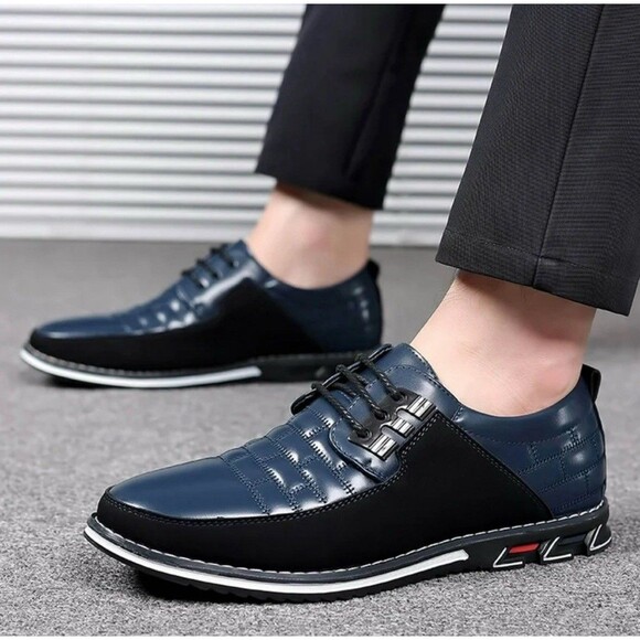 GATSBY Oxford Derby Leather Lace Up Comfort Blue & Black Mens Sz US 10 EU 44 main image 5